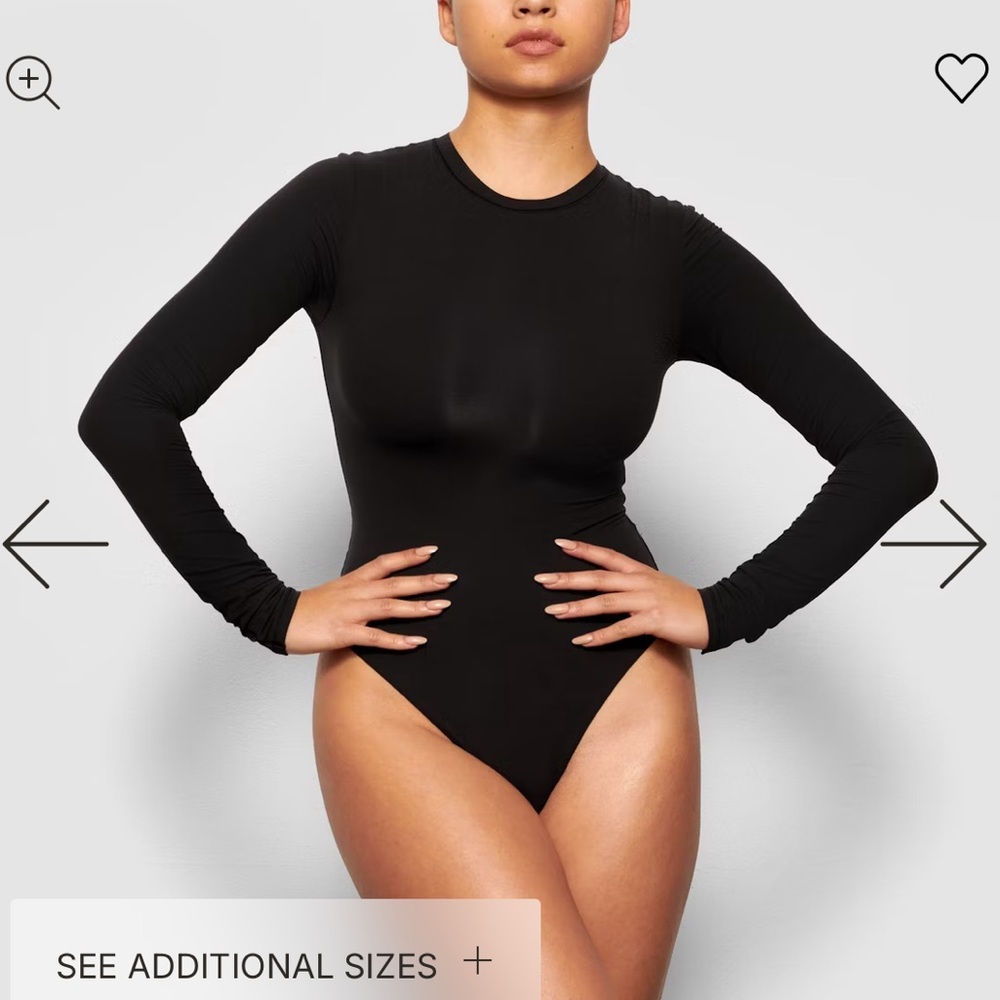 SKIMS Black Long Sleeve Bodysuit